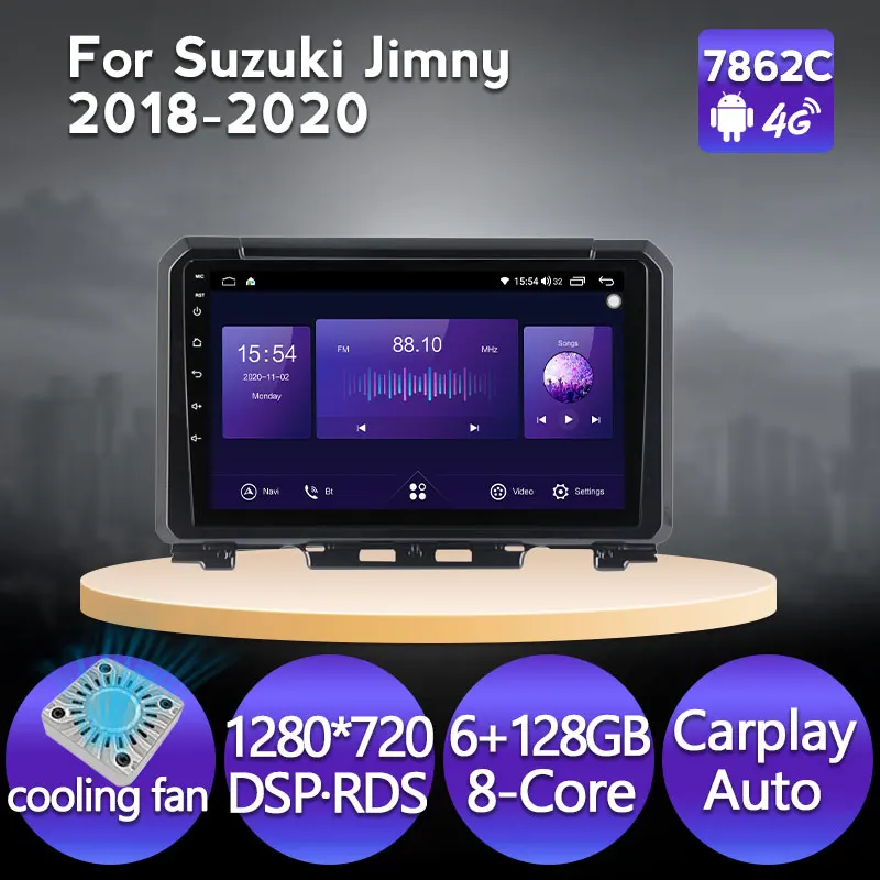 

NaviFly Android 11 Монитор 6 + 128G Автомобильный мультимедийный плеер для Suzuki Jimny 2018 2019 2020 Carplay Авто IPS экран 4G LTE DSP RDS