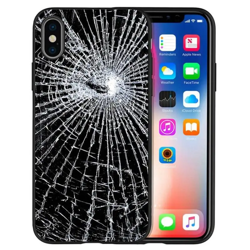 Чехол со сломанным стеклом для телефона IPhone 12 Pro X XS Max XR 7 8 Plus Mini 11 SE 2020 | Мобильные