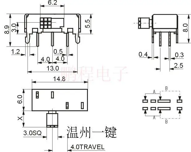 

10pcs SK-22H06 (2P2T) Various heights 2-speed toggle switch 2 fixed feet 6-foot horizontal