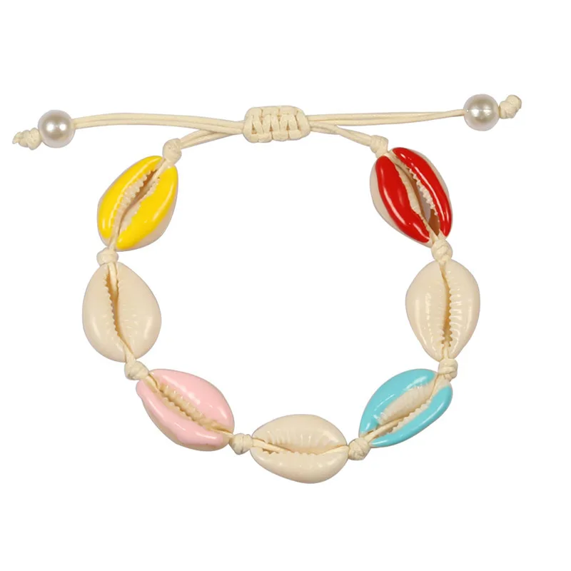 Красочные Модные женские летние браслеты из ракушек с регулируемыми ракушками