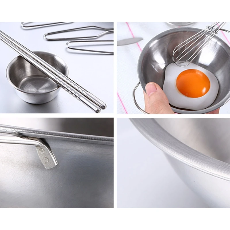 

25Pcs Stainless Steel Kids House Kitchen Toys Children Pretend Play Cookware Set Y4UD