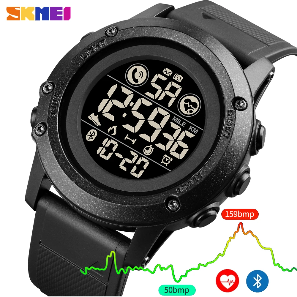 

SKMEI Luxury Smart Watch Digital Sport Bluetooth Heart Rate Clock Fitness Pedometer Calories Waterproof Male relojes inteligen