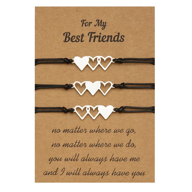 

3Pcs/Set Charm Friendship Infinite Bracelets Unbiological Sister Best Friend Bracelet with Card Soul Sister BFF Bridesmaid Gift