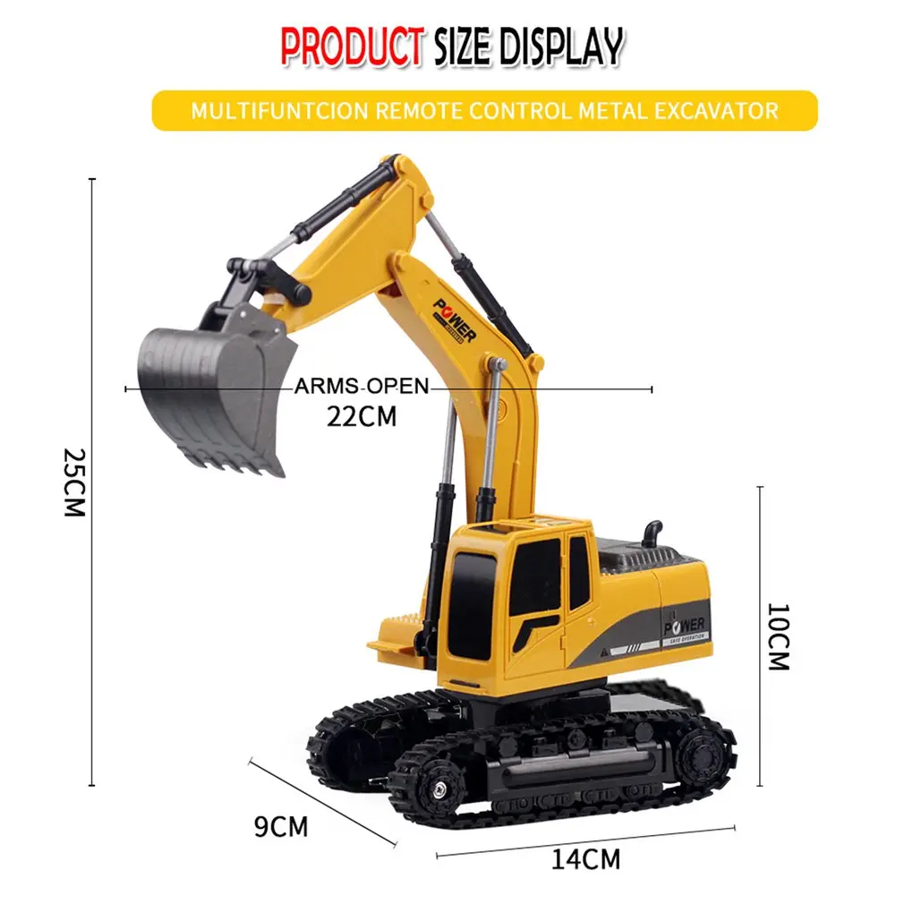 

258-1 1/24 2.4G 6CH Multifunction 270 Degree Rotation Plastic Remote Control Excavator Simulation Engineering RC Car 3km/h