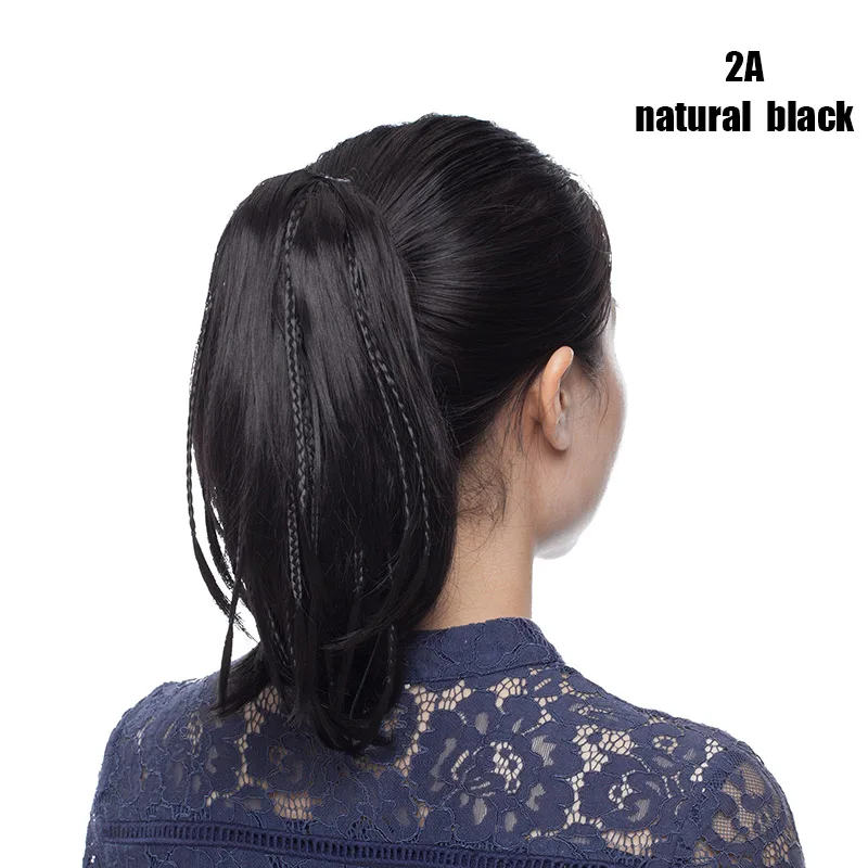 natural black S-noilite, 11 дюймов, Женские синтетические накладные волосы на заколках в виде хвоста пони, прямые накладные волосы, сделай сам, стильные накладные волосы пони - Цвет: natural black