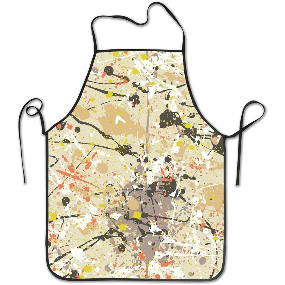 

Waterproof abstract paint adjustable bib-wash unisex cooking kitchen apron dirt-resistant festival available