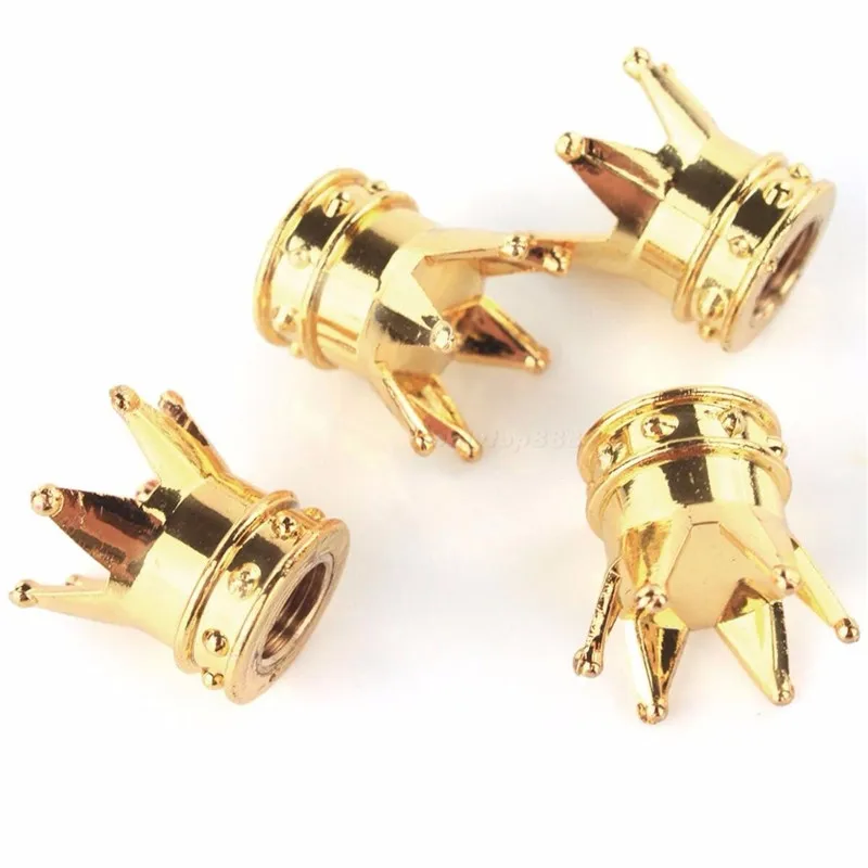 Набор из 4 колпачков для клапанов с золотистой короной пылезащитная крышка колес