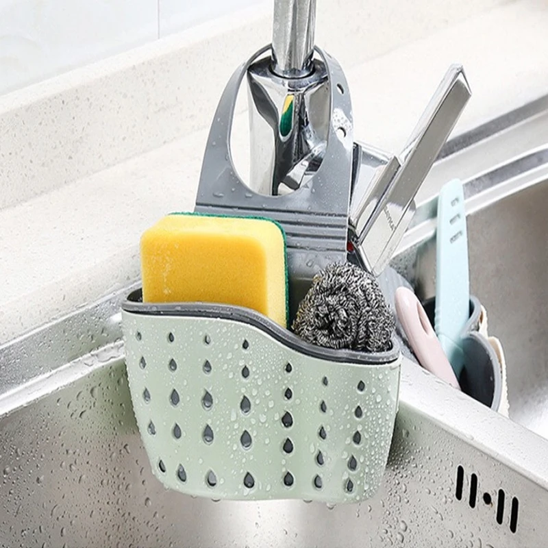 

1Pcs Kitchen Accessories Utensils Organizer Adjustable Snap Sink Soap Sponge Holder Kitchen Hanging Drain Basket Kitchen Gadgets