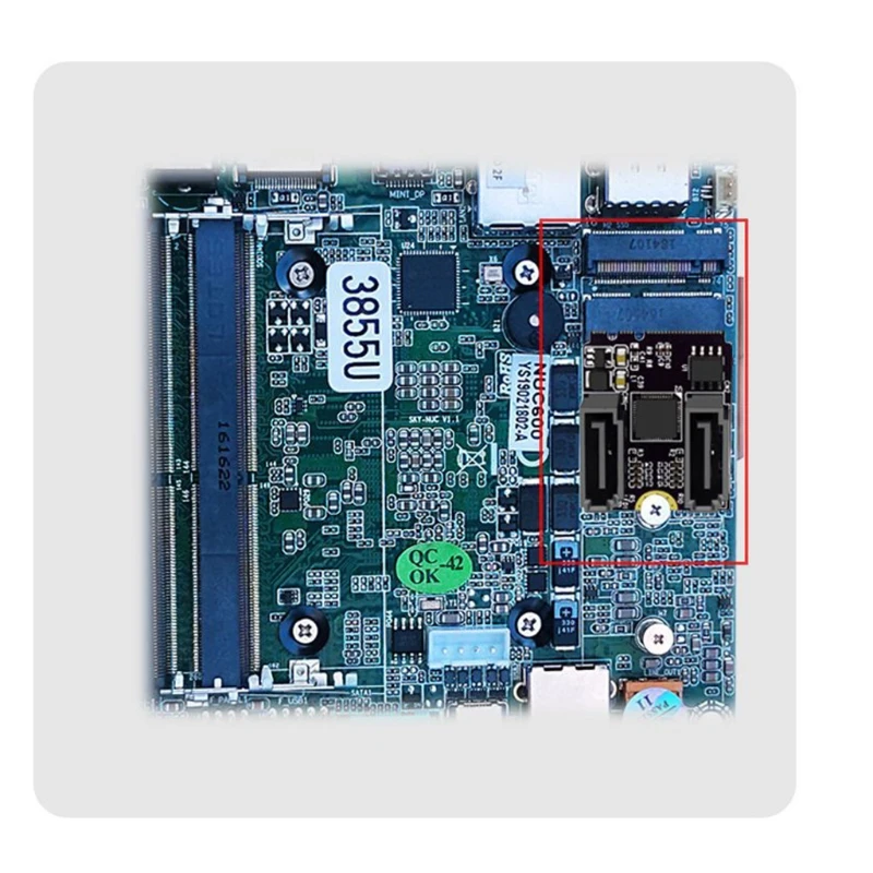 

Новинка 2022 г., M.2 A ключ + E ключ к адаптеру SATA 3, чипы JM582, 2 порта, SATA III, версия карты, аксессуары для компьютеров