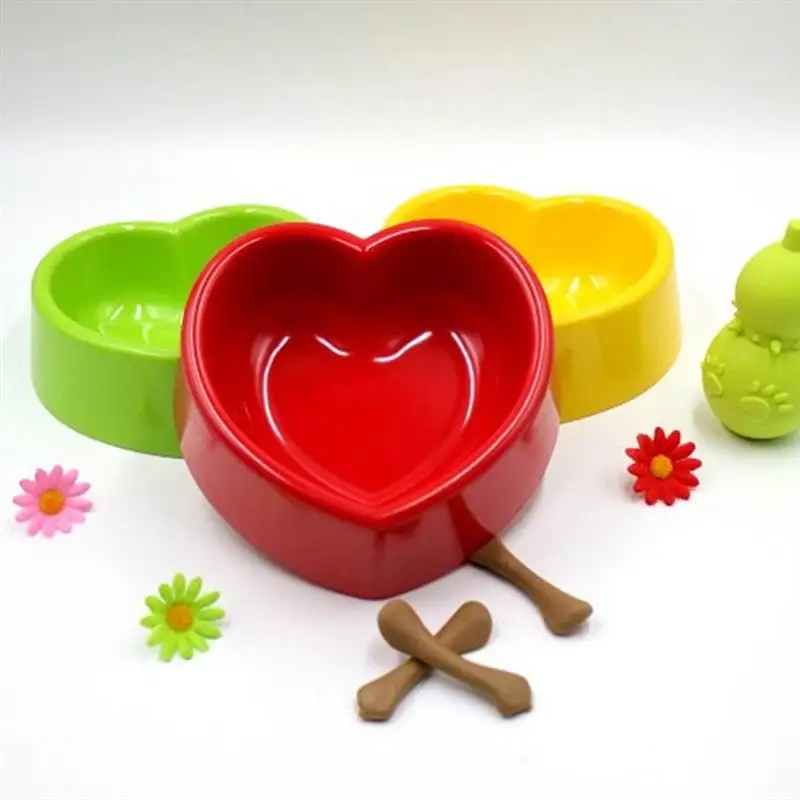 

Heart-Shaped Cat Bowls Pet Water Feeding Bowl Thickened Food Water Bowl For Dogs And Cats Colorful Anti-Fall Pet Cats Supplies