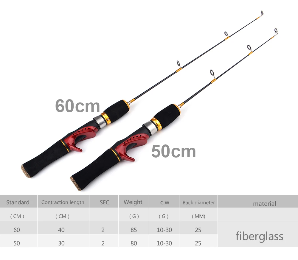 FTK New Winter Ice Fishing Rod Lightweight Hard/Soft Pole Portable 8 Styles Fishing Tackle Supplies