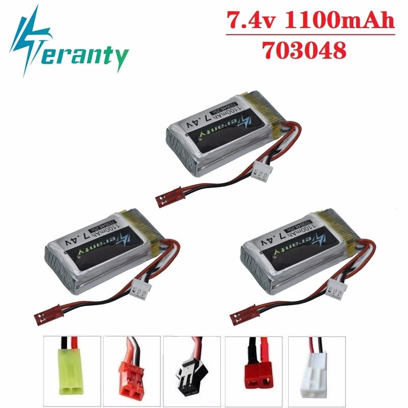 

Аккумулятор Lipo 1100 мА · ч, 7,4 В, для MJXRC X600, U829A, U829X, X600, F46, X601H, JXD391, FT007, батареи для радиоуправляемых игрушек, 7,4 В, 1000 мА · ч, 703048, 25C