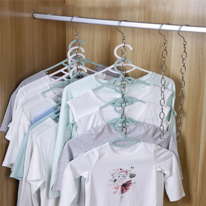 

Clothes Hanger Closet Organizer Space Saving Hanger Multi-port Clothing Chain Stainless Steel Scarf Cabide Storage Hangers Home
