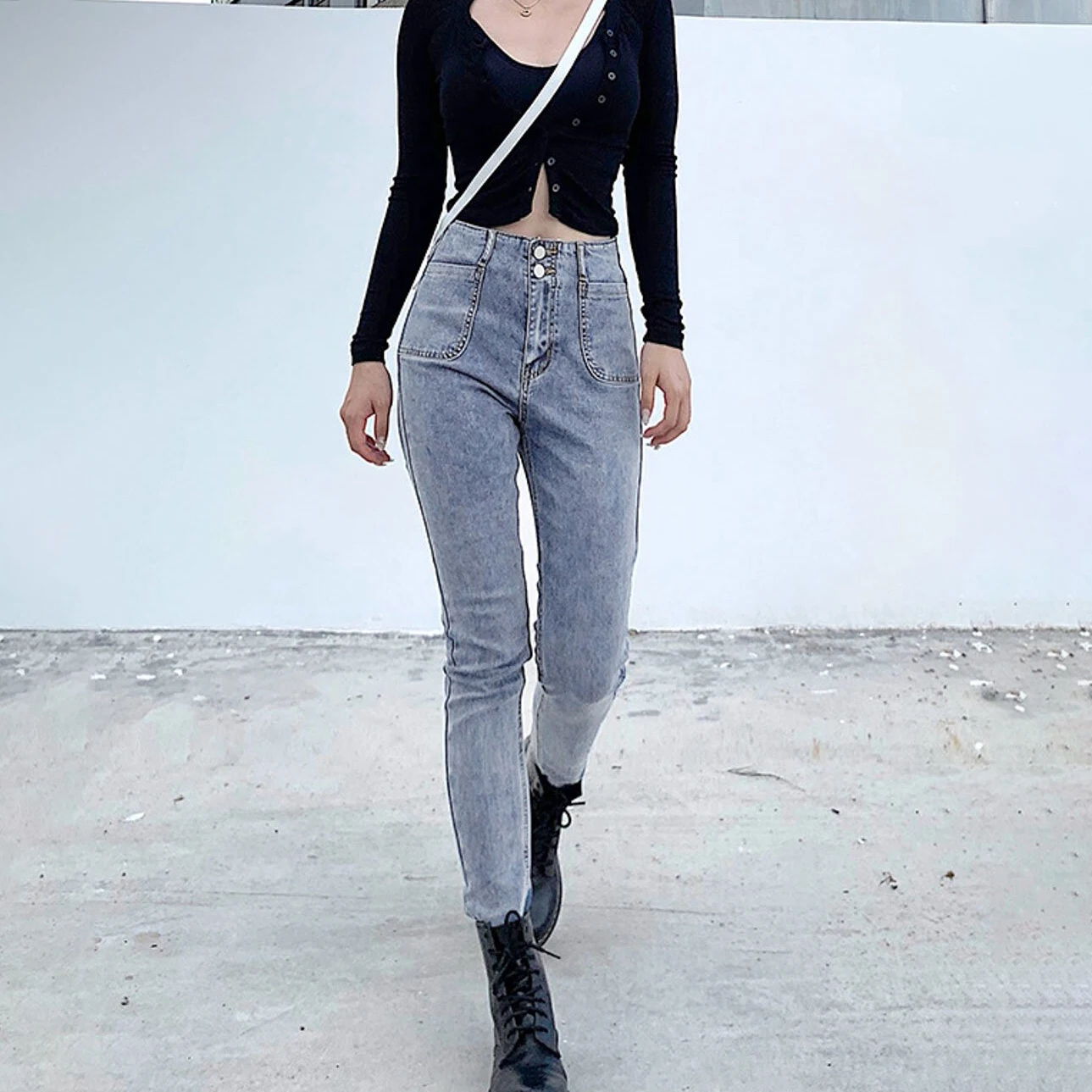 Модные женские джинсы Y2K облегающие брюки-карандаш в уличном стиле узкие