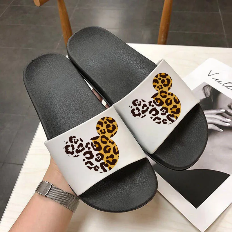 

2021 women slippers Leopard Mouse Head Print Comfortable Outdoor Non-slip Slides Summer Beach Fashion Open Toe