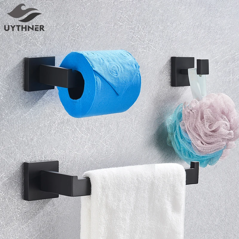 Набор аксессуаров для ванной черный крючок полотенец вешалка халата полка башни
