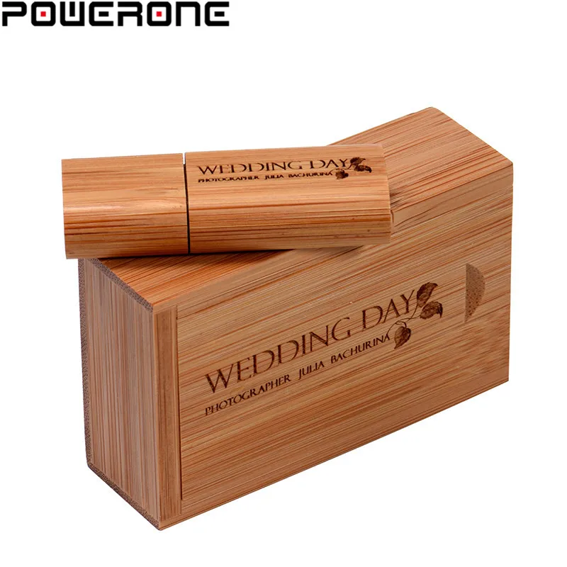 POWERONE 1 шт. Бесплатный Логотип Деревянный USB с коробкой флеш накопитель Флешка 4 ГБ