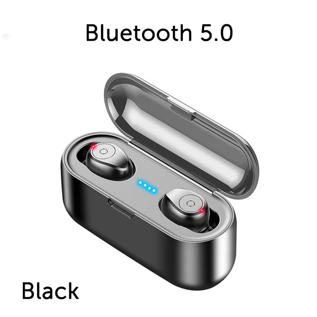 Black Беспроводные наушники Bluetooth 5,0 наушники с регулятором громкости гарнитура Hi-Fi настоящие Беспроводные стереонаушники с 2000 мАч power Bank - Цвет: Black