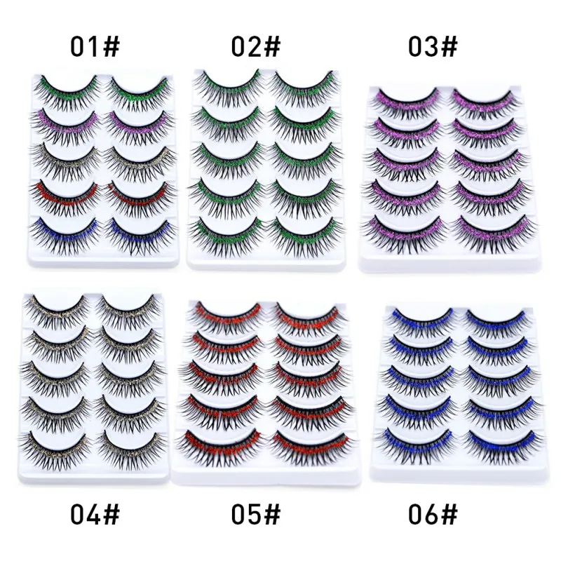 Блеск толстые 5 пар Накладные ресницы Хэллоуин вечерние Макияж для лица коробка