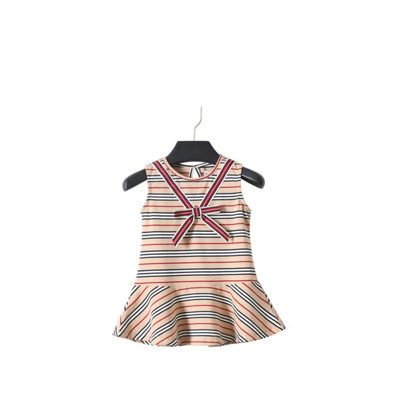 

Summer Fashion Children's Dress Cute Middle and Small Children Lapel Girls Princess Dress Striped Casual Children's Dress