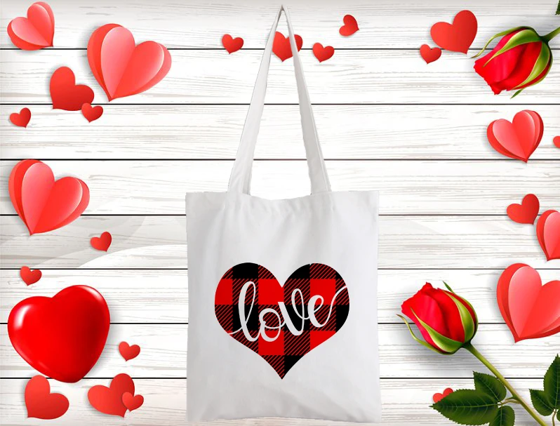 

Женская Холщовая Сумка на плечо, с рисунком в клетку, для Дня Святого Валентина