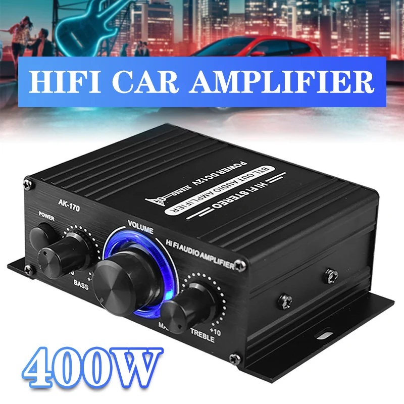 

200W+200W 2CH 12V Car Audio Power Amplifier HIFI Audio Digital Amplifier Home Theater Sound System FM Radio Stereo Amplifiers