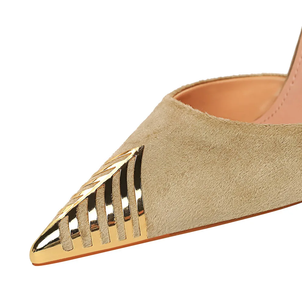 Туфли BIGTREE женские на шпильке пикантные замшевые туфли-лодочки металлический