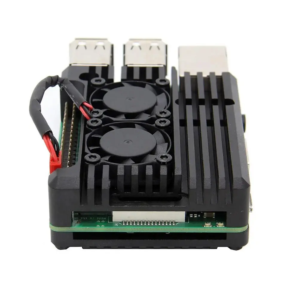 Алюминиевый Чехол для Raspberry Pi 4/3 с двойным вентилятором металлический корпус