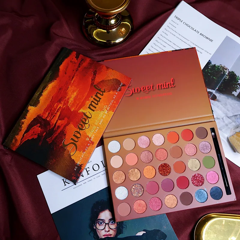 Палетка для макияжа 35 цветов пигменты палитра теней век матовые тени блестящие