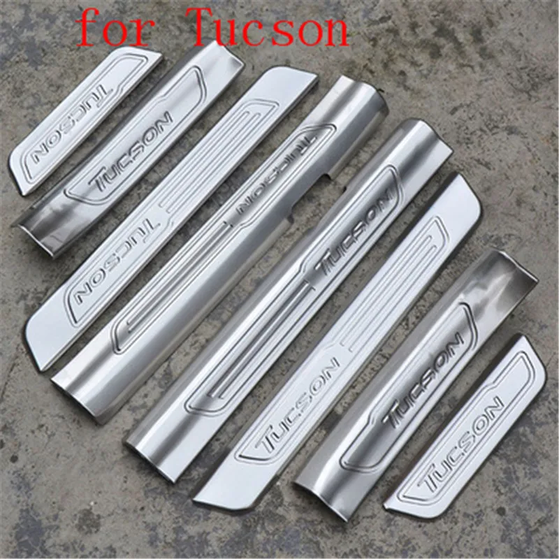 

High quality 304 stainless steel Internal external scuff plate/door sill fit FOR 2015-2020 Hyundai Tucson Car styling