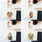 Модная Холщовая Сумка-тоут в стиле Харадзюку, повседневная женская Экологически чистая сумка для покупок с принтом для книг, многоразовая Наплечная сумочка