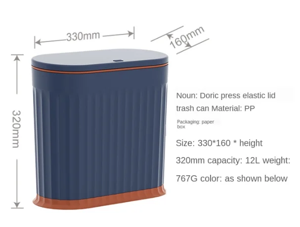 

Creative Household Living Room Kitchen Toilet Press The Spring Cap Type Narrow Slot Cylinder Large Size Garbage bin