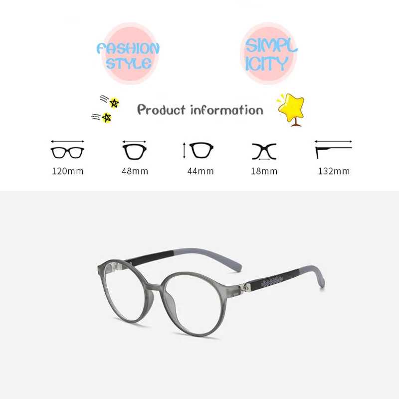 

seemfly Round Frame Anti Blue Light Glasses Plain Glasses Children Radiation Protection For Computer Phone Optical Spectacles