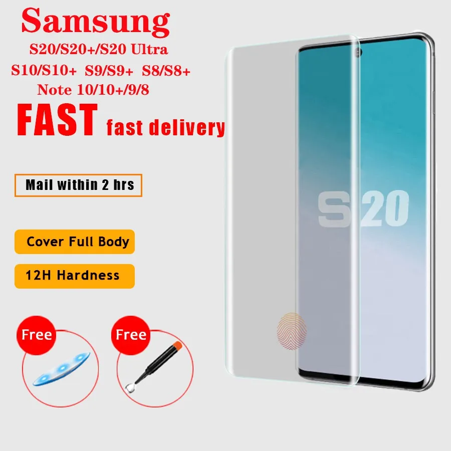 УФ закаленное стекло для Samsung Galaxy Note 9 8 S9 S8 S7 Edge 5D полное жидкое клеевое Защитное