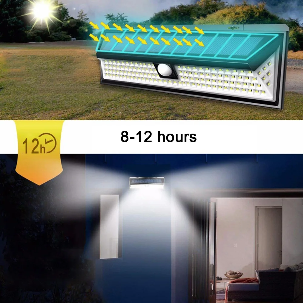 118 Led Солнечный свет наружная Солнечная лампа датчик движения 3 режима Rc Настенный