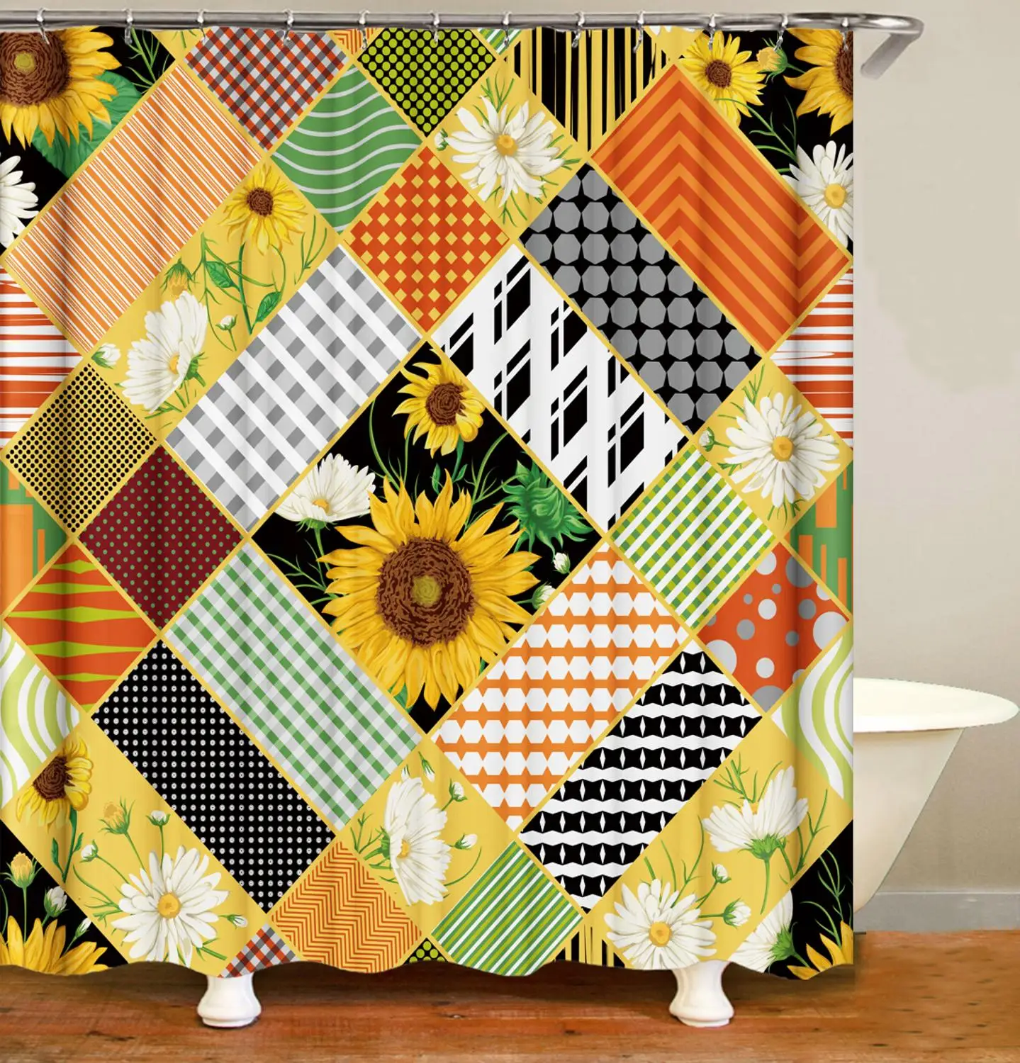 

Sunflower Shower Curtain Flourishing Sunflower Bathroom Curtain 3D Print Shower Curtain With 12 Hooks Waterproof Polyester