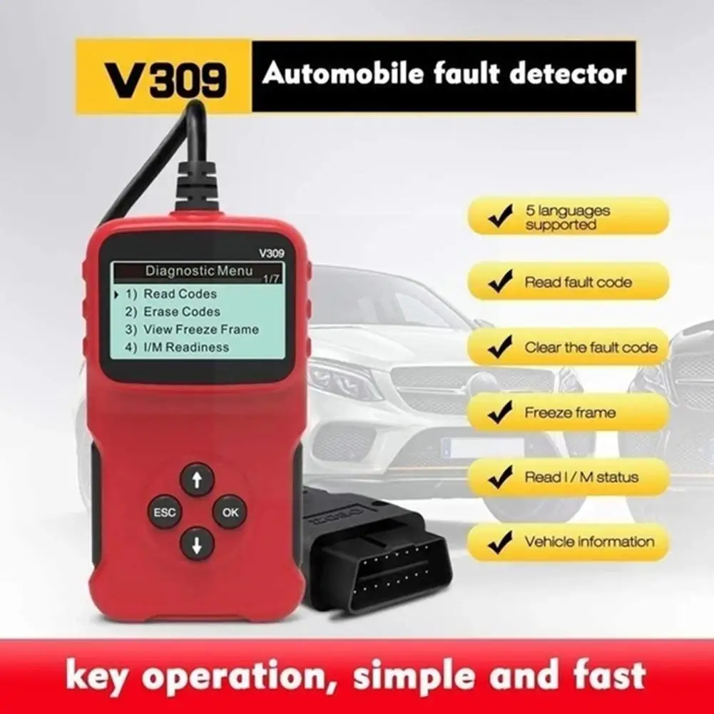 

2021 New Upgrade V309 Obd2 Obdii Auto Car Diagnostic Diagnostic Vehicle Reader Diagnostic Car Tool Repair Code Scanner Scan H0k7