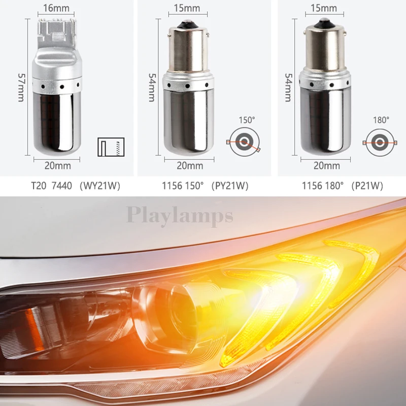 Автомобильный поворотный сигнал T20 7440 7443 светодиодный лампы 144 smd LED CanBus без Hyper Flash