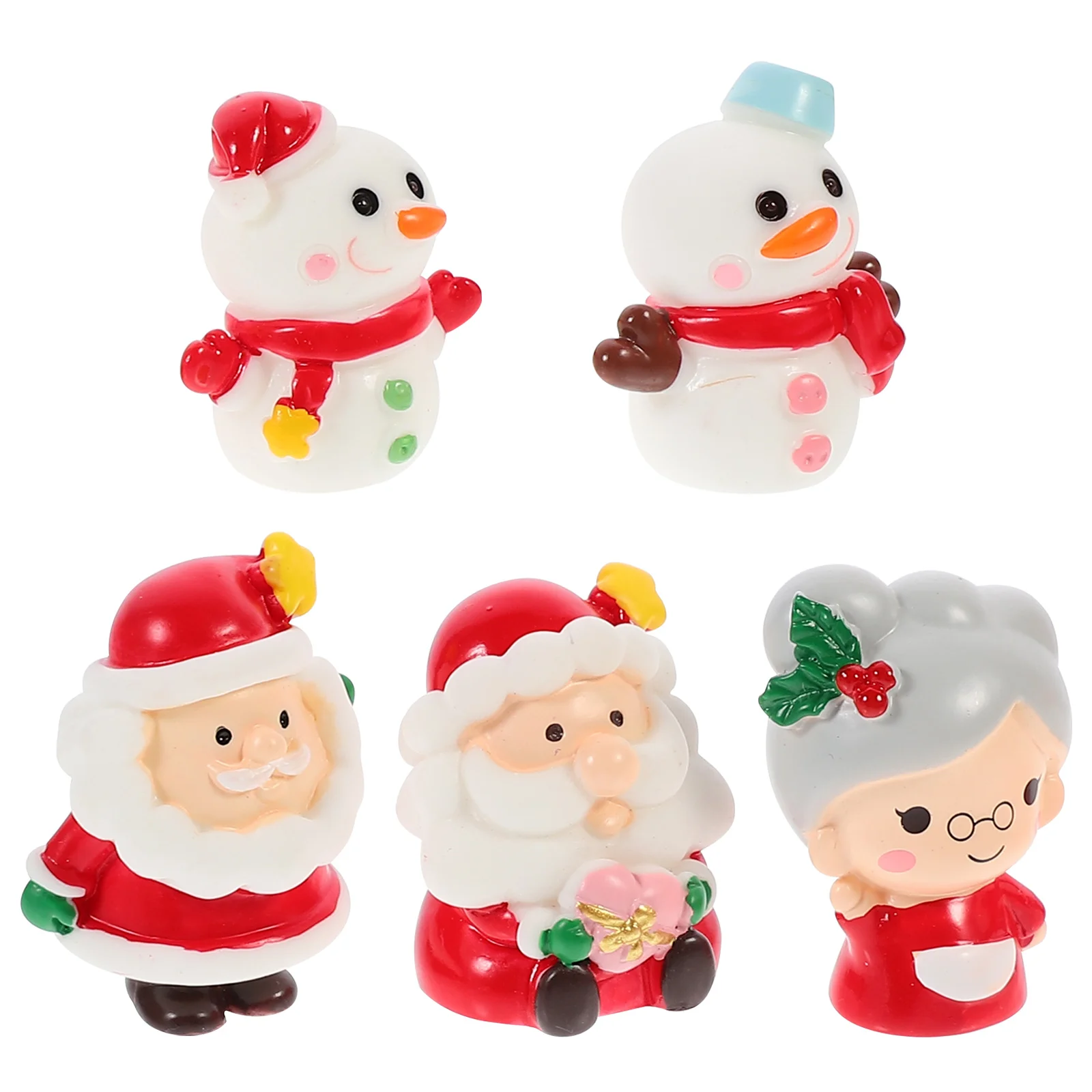 

5pcs Creative Mini Santa Statue Snowman Resin Crafts Christmas Micro Landscape