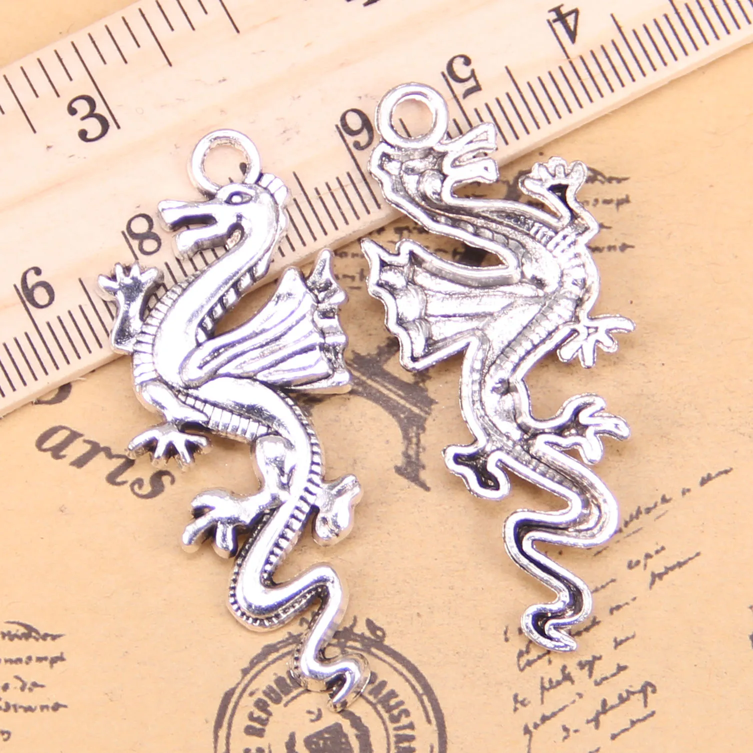 6 шт амулеты Китай Дракон Лун 49x20 мм старинные подвески Винтажные Ювелирные