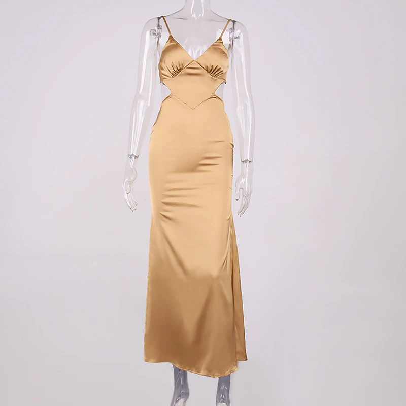 

Tossy 2021 New Spaghetti-Strap Party Dress Women Sexy V-Neck Bodycon Clubwear Vestidos Summer Ladies Backless Maxi Dresses