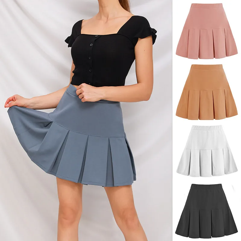 

High Waist Pleated Skirt Women Skirt Fashion Sweet Cute Girls Dance Mini Skirt Cosplay Preppy Uniform School Short Skirts S-XL