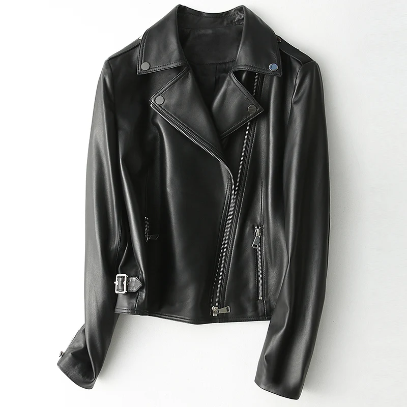 2020 Women Genuine Leather Jacket Motorcycle Natural Sheepskin Coat Female Spring Autumn Outerwear Short Jackets YY1821A