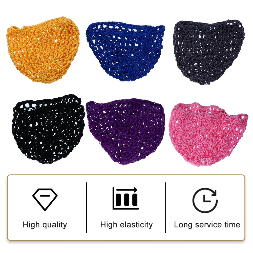 

6pcs Crocheted Hair Net Practical Crocheted Hairnet Colored Crocheted Hairnet