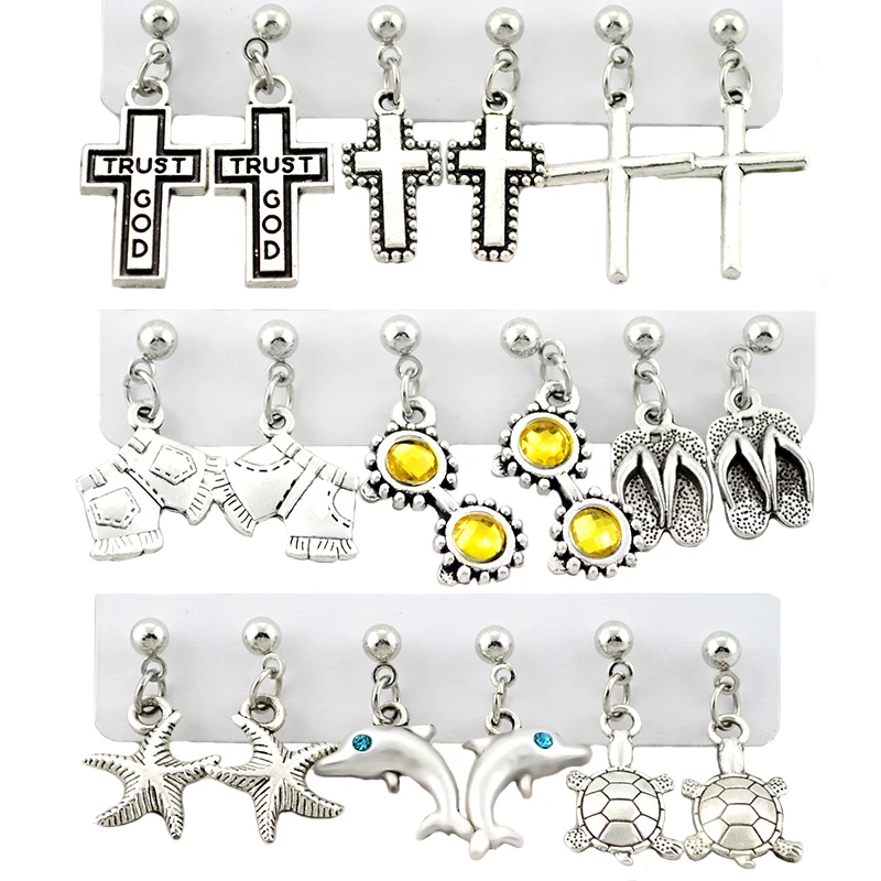 

Silver Color Simple Music Cross Drop Earrings For Women Creativity Jewelry Accessories Girl Fashion Cool Ear Studs KJE068