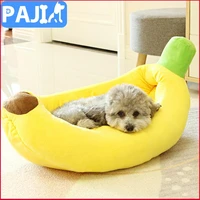 banana shape bed pet winter warm bed cat house dog sleeping bed plush soft cushion pp cotton kennel funny pubby mat pet supply