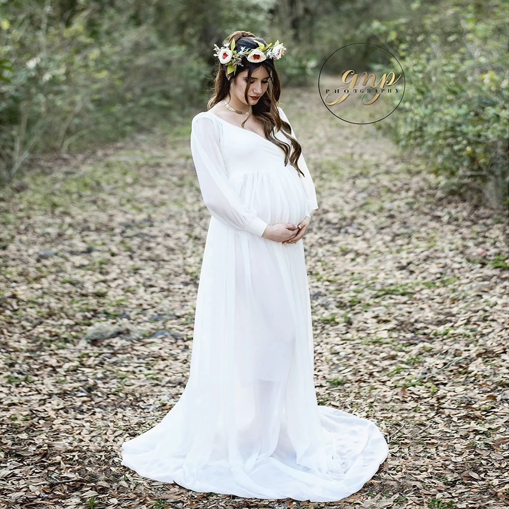 Платья для беременных Don & Judy шифоновое платье фотосессии макси Одежда