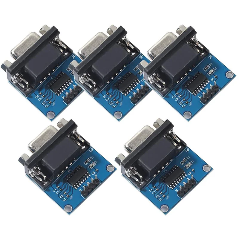 

5pcs/lot MAX3232 RS232 to TTL Serial Port Converter Module DB9 Connector MAX232 Suitable For Arduino