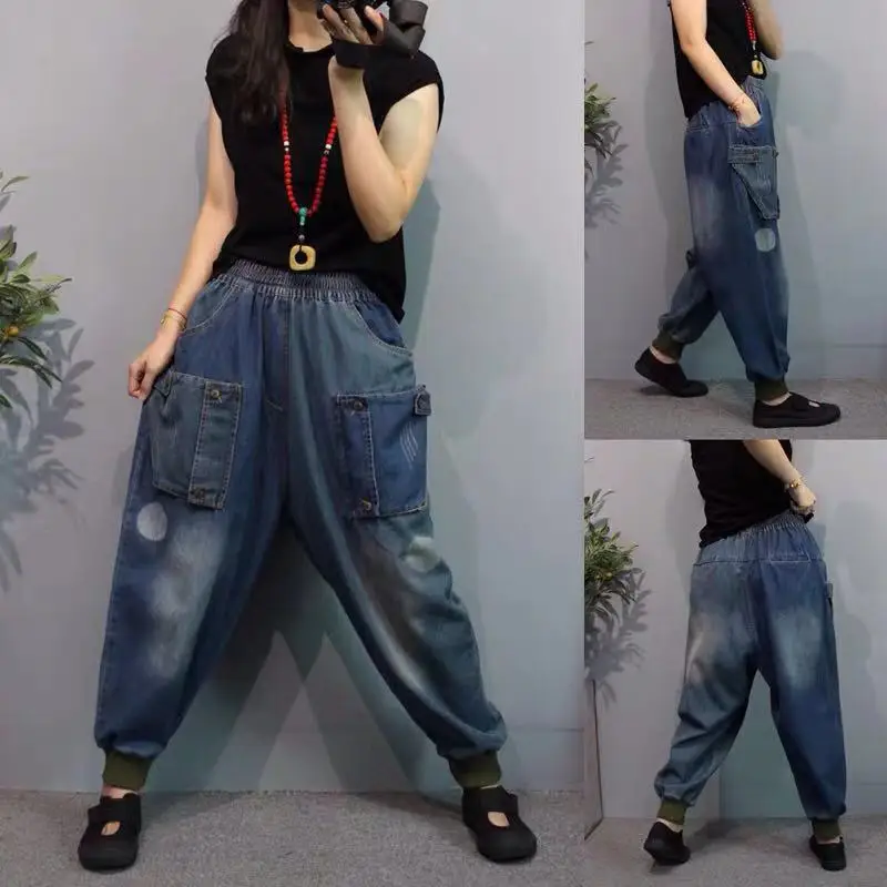 Женские ковбойские шаровары повседневные Джоггеры в старом стиле с широкими