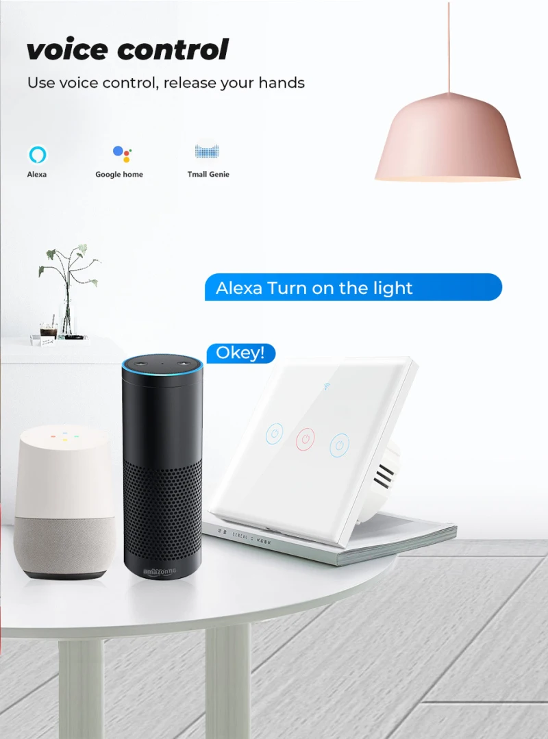 

1/2/3 Gang Tuya WiFi Smart Touch Switch 110-250V Home Wall Button For Alexa Google Home Assistant EU Smart Home Smart Life